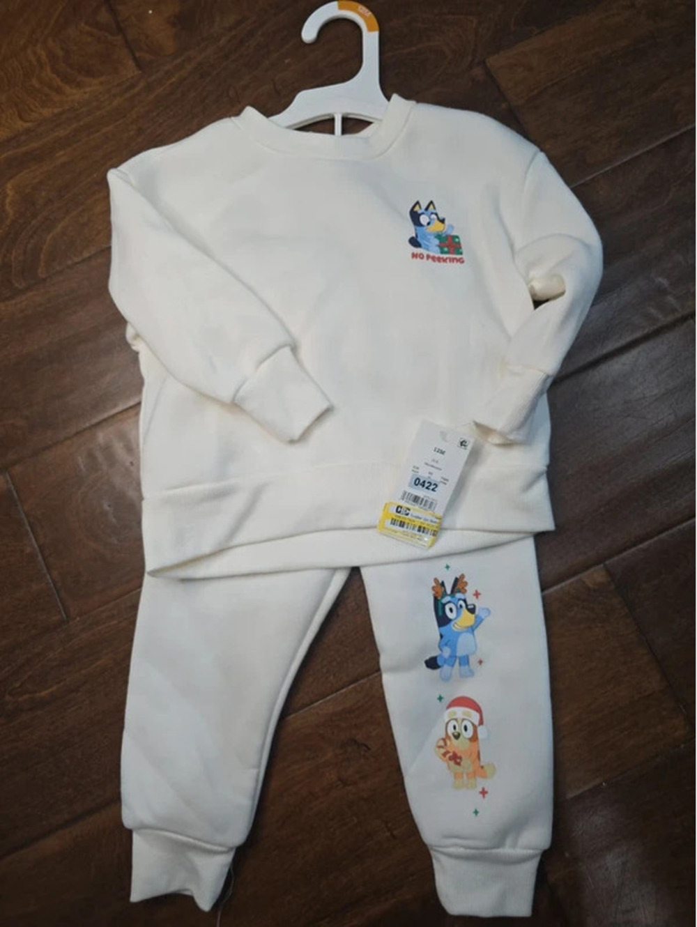 12m brand new bluey from disney christmas sweatsuit, item 422G6